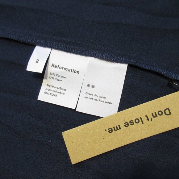 NWT Reformation Gavin in Navy Blue Cutout Back Side Slit Crepe Midi Dress 2 - Picture 4 of 6